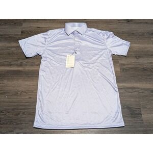 Collars & Co. Men's‎ Small Light Blue Gingham Check Performance Polo Shirt